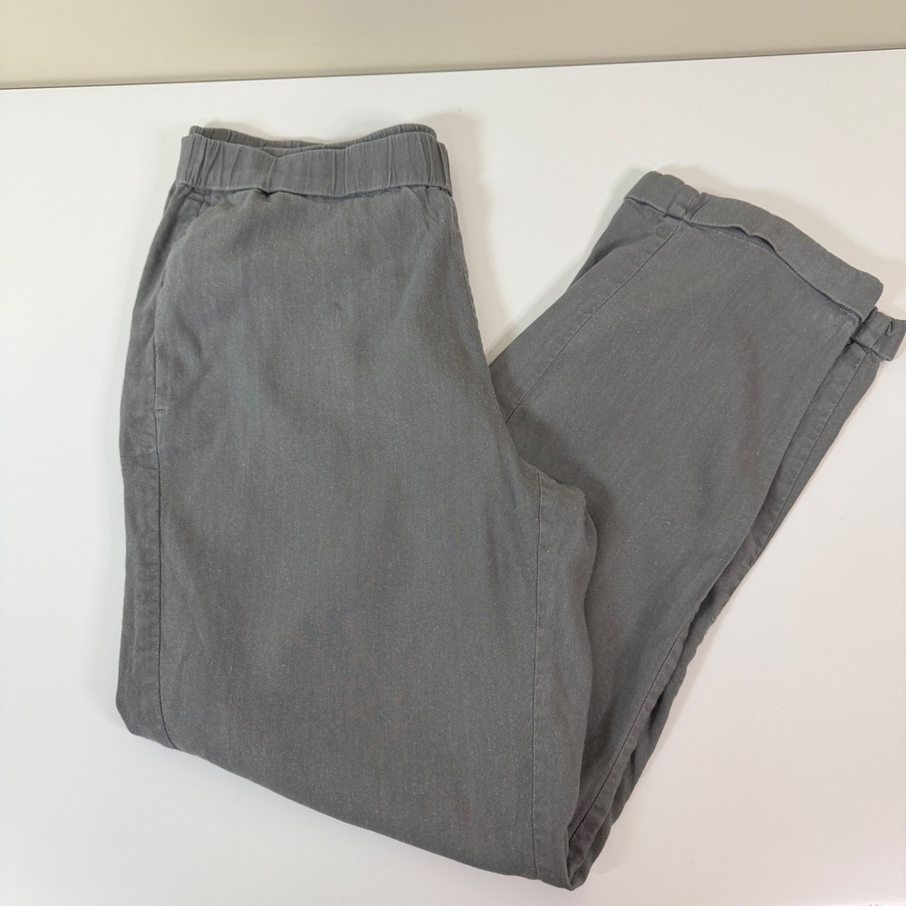 J. Jill Medium Gray Linen Stretch Pull On Pants Preppy Flowy Professional‎ Teach - Picture 7 of 11